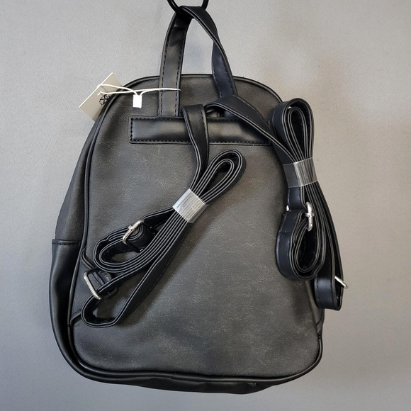 CXL by Christian Lacroix Backpack Womens Black Denim Marley PU Zip Logo Pockets - Picture 8 of 16